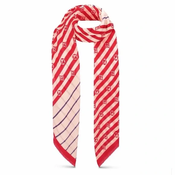 Louis Vuitton LV Escale Striped Red Blue Pareo Shawl M76193 SS20 Limited Edition